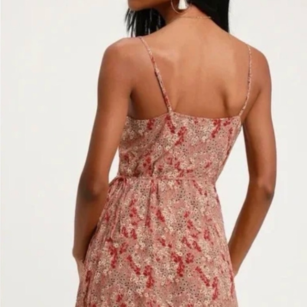 Free People All My Love Pink Multi Floral Print Wrap Slip Dress Sz-M - Picture 4 of 9
